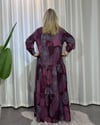 Batik Desenli Elbise Bordo