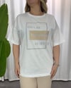 Beyaz Taşlı Baskılı T-Shirt
