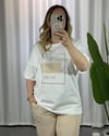 Beyaz Taşlı Baskılı T-Shirt