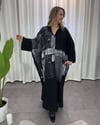 Denim Baskılı Gömlek Elbise Siyah Gri