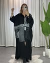 Denim Baskılı Gömlek Elbise Siyah Gri