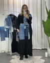 Denim Baskılı Gömlek Elbise Siyah Mavi