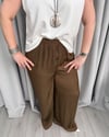 Diana İpek Saten Pantolon Kahve