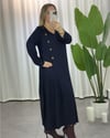 Düğme Detaylı Basic Lacivert Elbise 