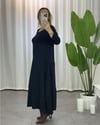 Düğme Detaylı Basic Lacivert Elbise 