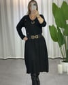 Düğme Detaylı Basic Siyah Elbise 