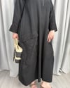 Karolin Keten Elbise Siyah