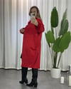 Kürk Detaylı Nubuk Kaban Kırmızı
