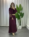 Lina Nakışlı Elbise Bordo