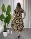Melodi Elbise Camel Siyah Desenli