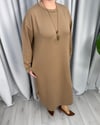 Natali Basic Elbise Taba