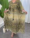 Nitya İpek Kimono Elbise Füme Sarı