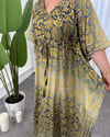 Nitya İpek Kimono Elbise Füme Sarı