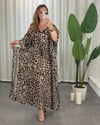Nitya İpek Kimono Elbise Kahve Krem