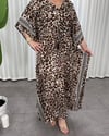 Nitya İpek Kimono Elbise Kahve Krem