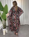 Nitya İpek Kimono Elbise Siyah Desenli