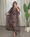 Nitya İpek Kimono Elbise Siyah Desenli