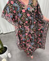 Nitya İpek Kimono Elbise Siyah Desenli