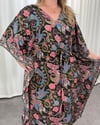 Nitya İpek Kimono Elbise Siyah Desenli