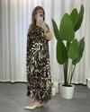 Perla Leopar Desenli Elbise Kahve Bej