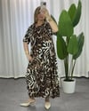 Perla Leopar Desenli Elbise Kahve Bej
