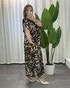 Perla Leopar Desenli Elbise Kahve Bej