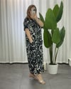 Perla Leopar Desenli Elbise Siyah Gri
