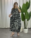Perla Leopar Desenli Elbise Siyah Gri