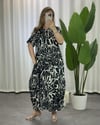 Perla Leopar Desenli Elbise Siyah Gri