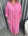Shine Gömlek Elbise Pembe