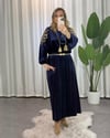 Shine Payetli Kapşonlu Kadife Elbise