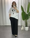Siyah Taşlı Baskılı T-Shirt