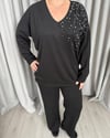 Talina Taşlı Takım Siyah