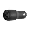 Belkin BoostCharge 24W Çift Port USB-A Hızlı Araç Şarj Cihazı - SiyahBelkinŞarj CihazlarıCCB001BTBK