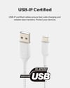 Belkin CAB002BT2MWH BoostCharge USB-C - USB-A Örgülü Şarj ve Data Kablosu 15W 2M - BeyazBelkinKabloCAB002BT2MWH