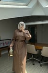 Burbery Tasarım Elbise-Kahverengi