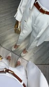 Kemerli Basic Pantolon-Beyaz