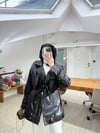 Kemerli Deri Trençkot Siyah