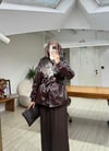 Kürk Yakalı Deri Kaban Kahverengi