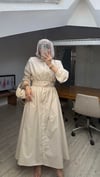 Labella Poplin Kuşaklı Elbise- Bej