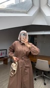 Labella Poplin Kuşaklı Elbise- Kahverengi 