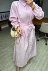 Labella Poplin Kuşaklı Elbise- Pembe