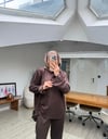 Mukta Büzgü Detaylı Oysh Takım Kahverengi