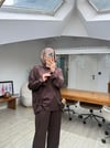 Mukta Büzgü Detaylı Oysh Takım Kahverengi
