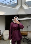 Puf Kemerli Tasarım Takım-Bordo