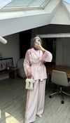 Pullu File Detaylı Tasarım Takım | Pembe