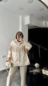 Süet Püsküllü Tasarım Ceket /Ekru
