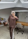 Yan Şeritli Oysh Modal Takım Kahverengi