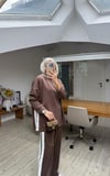 Yan Şeritli Oysh Modal Takım Kahverengi