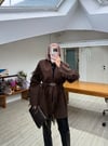 Yeni Helen Saçaklı Kaban Ceket - Acı Kahve